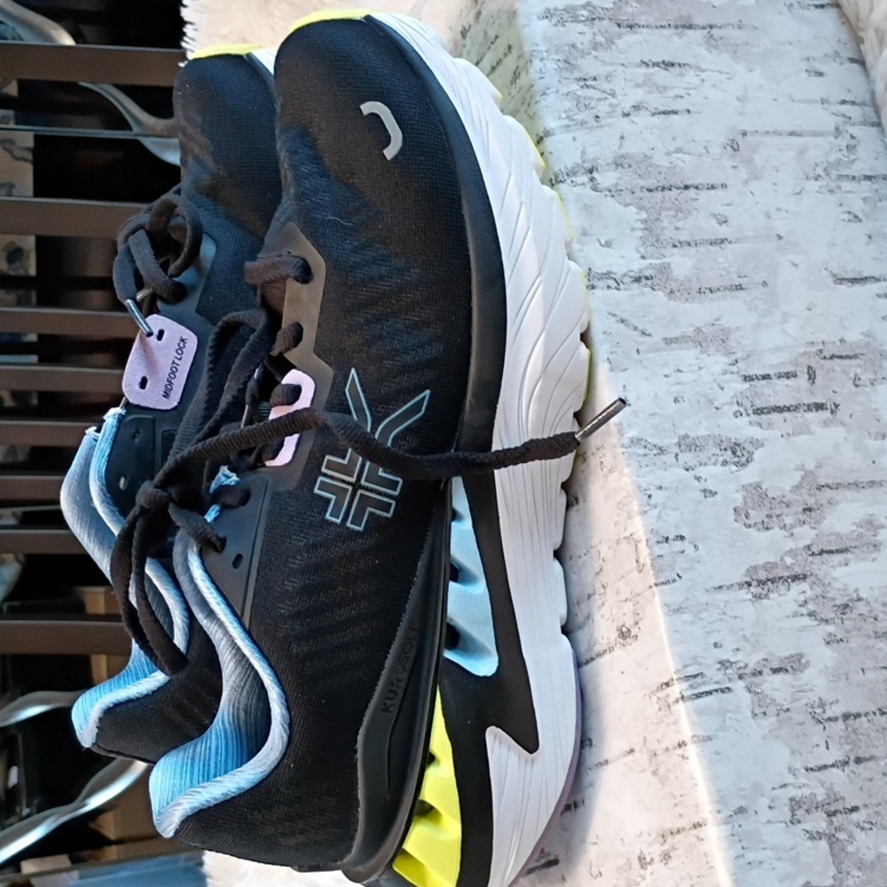 KURU Cloud+ Triple Max Ion Black & Yellow Running Plantar Fascitis Sneakers 8.5M